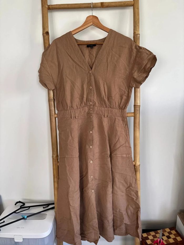 Robe longue marron en lin Caroll taille L / 40 - photo numéro 2