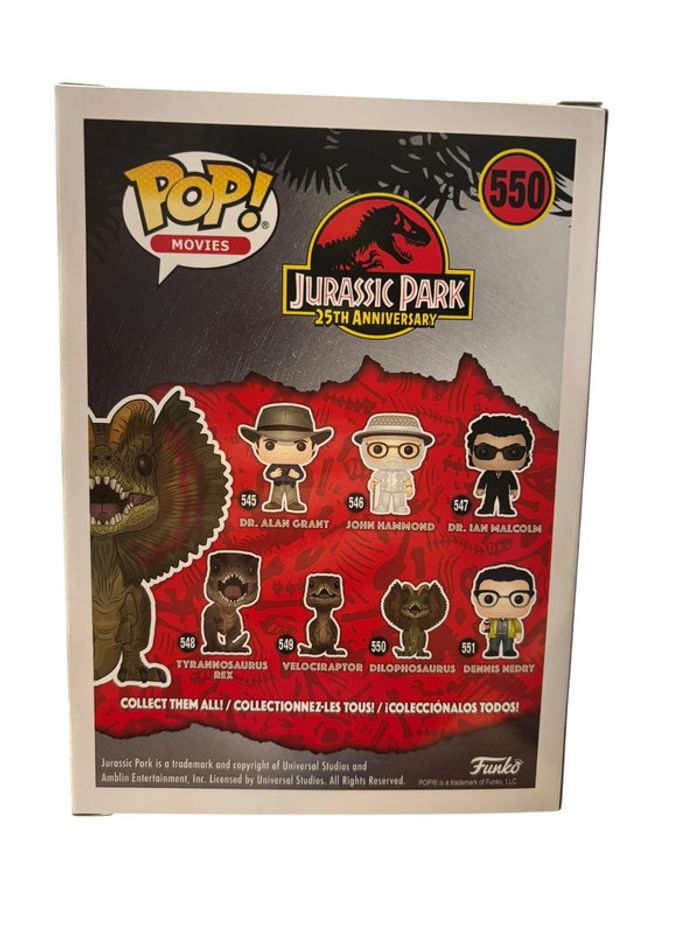 Figurine Funko Pop Jurassic Park 25th anniversary Dilophosaurus Red Spécial Édition 550 neuf - photo numéro 2