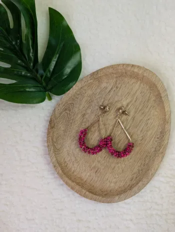 🌺 Boucles d’oreilles – créoles perles roses