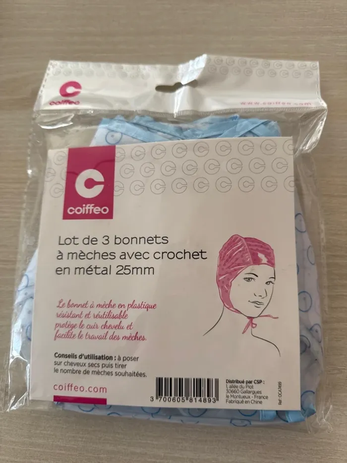 Bonnet à mèches cheveux couleur blond décoloration NEUF emballé