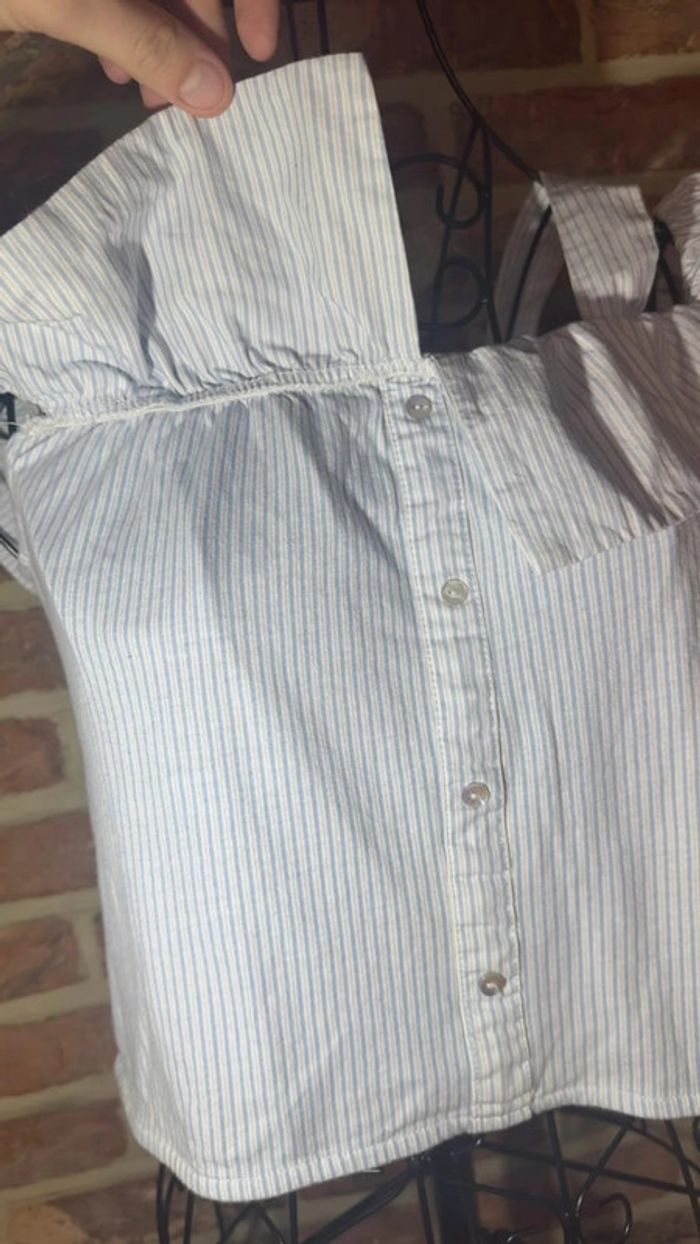 Haut ligné bleu et blanc, épaules dénudées Zara Taille S / 36 - photo numéro 6