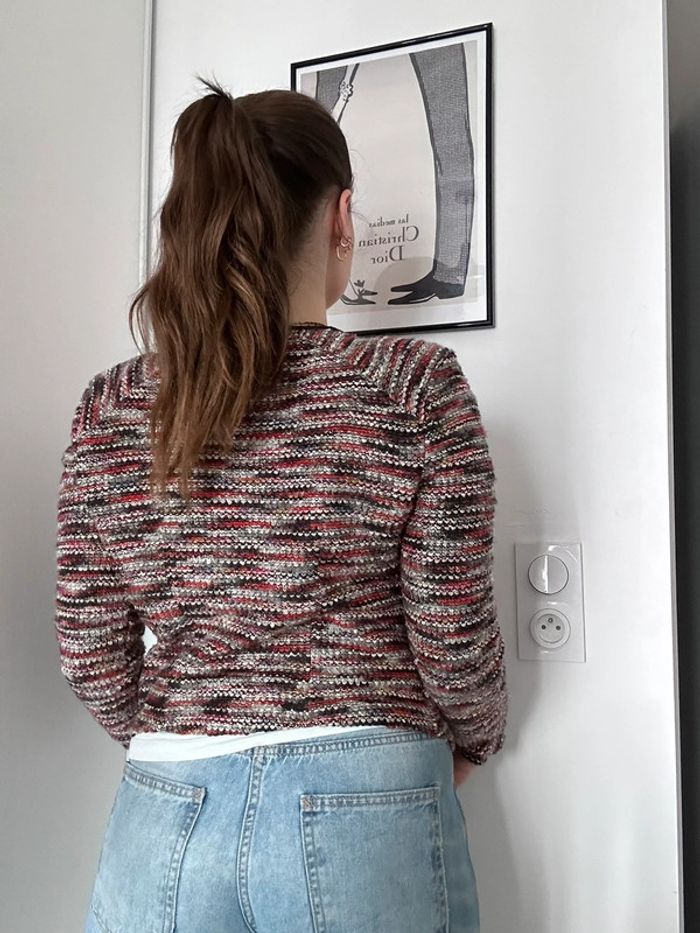 Veste texturée H&M – Taille M Coupe droite | Multicolore bordeaux/rose/gris | - photo numéro 4
