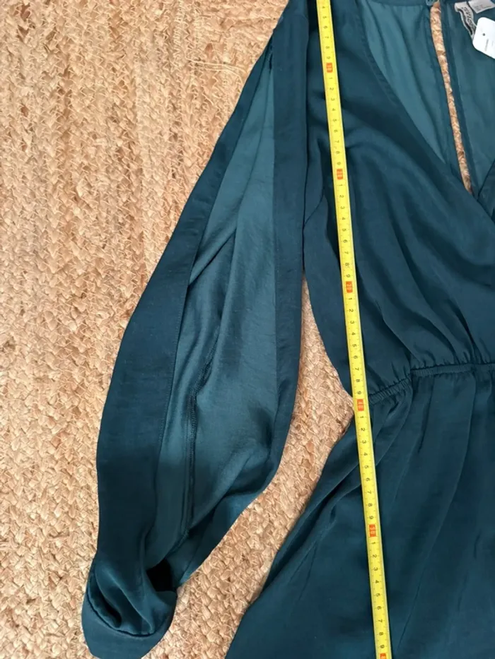 Combishort fluide satiné vert canard/bleu pétrole -Taille 34 - photo numéro 3