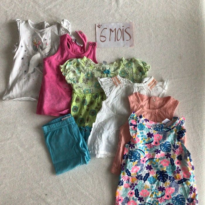 Lot 6 débardeurs fille 6 mois