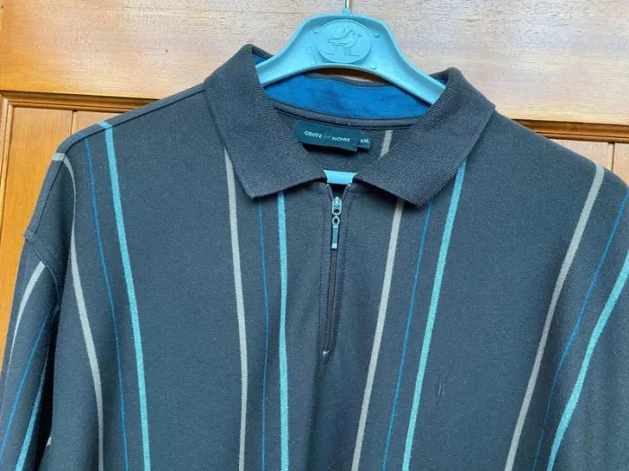 Polo Griffe noire marron et bleu - photo numéro 2