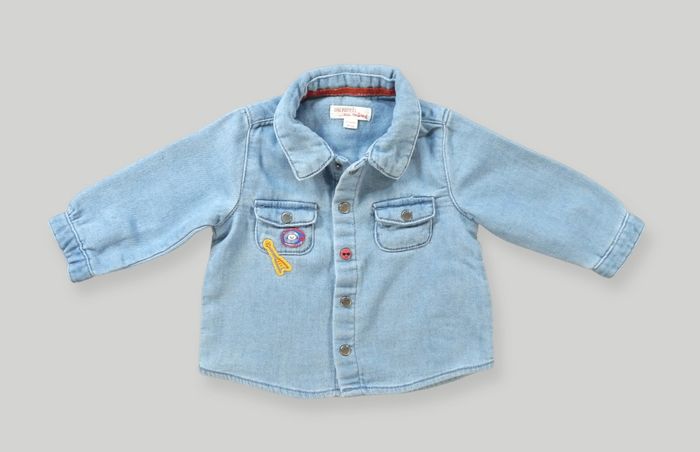 Chemise manches longues denim bleu guitare Du Pareil Au Même 3 mois garçon - photo numéro 2