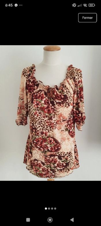 Blouse manches 3/4 beige et marron All Things taille  40