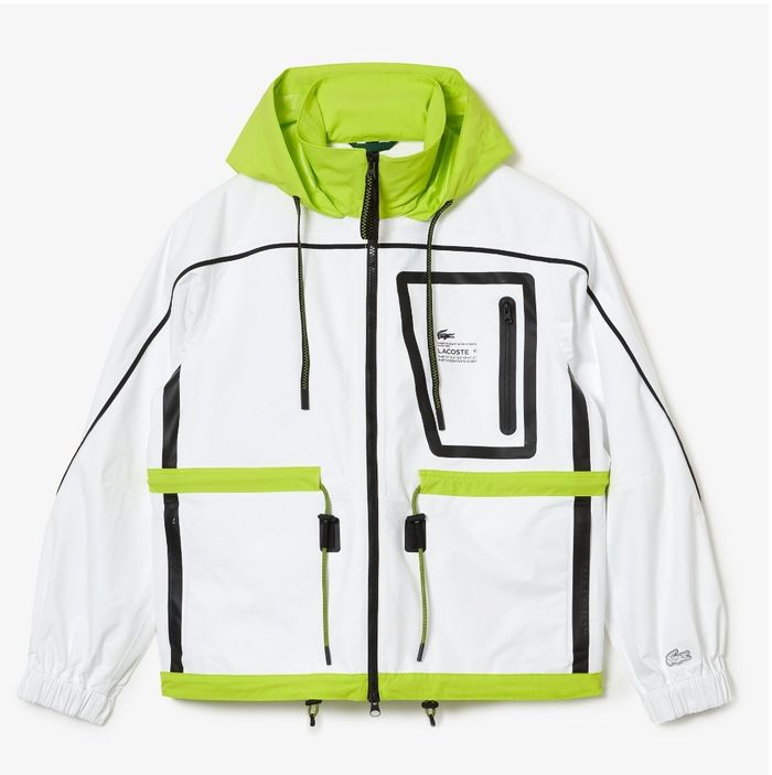 Veste coupe vent Lacoste xs 34 s 36 jaune fluo blanche - photo numéro 3