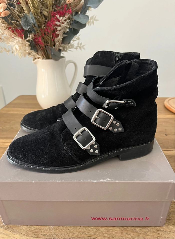 Bottines en daim noires San Marina
