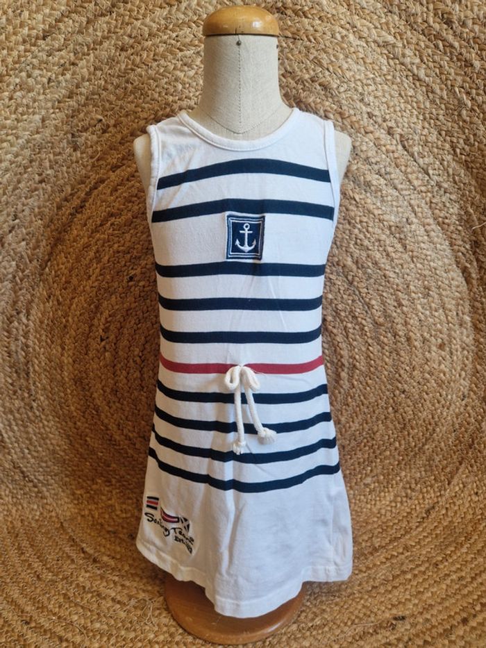 Jolie robe marin blanche à rayure fille sailing team 6 ans - photo numéro 2