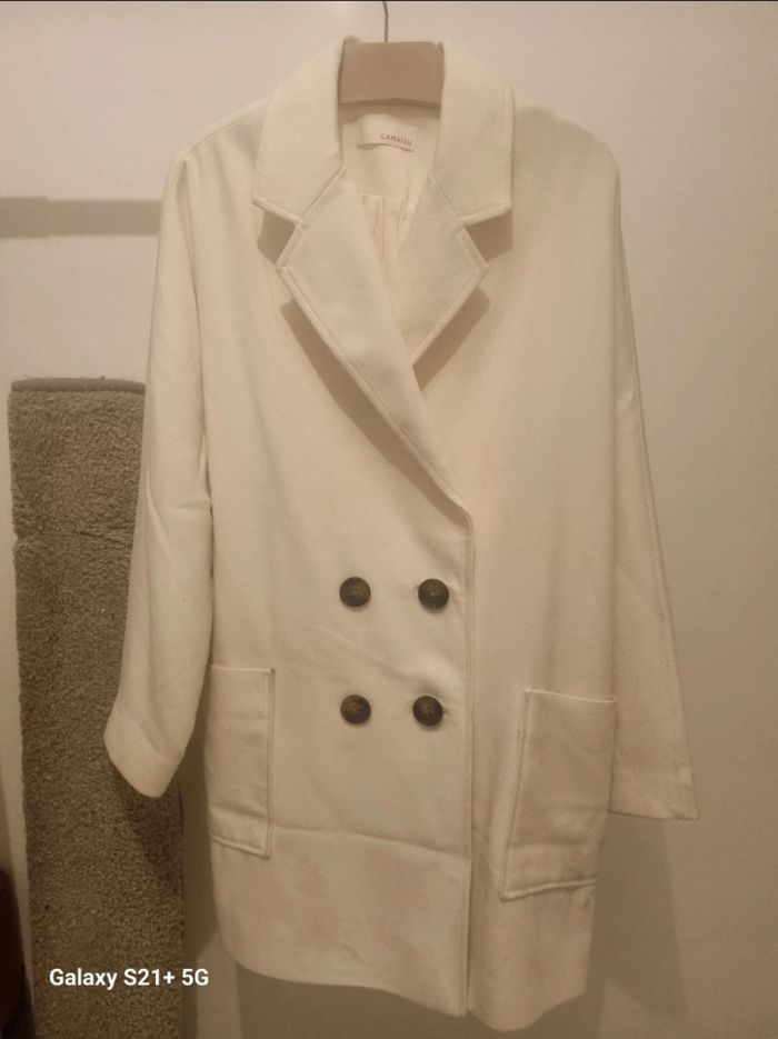 Menteau Droit Crème Camaïeu - photo numéro 5