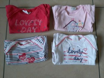 Lot de 4 bodys manches courtes fille 3 mois