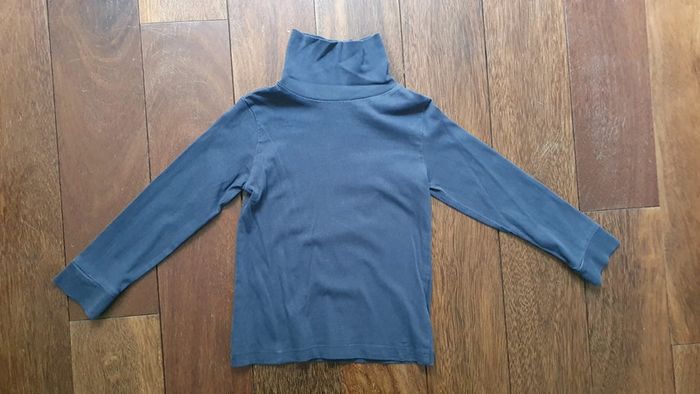Col roulé bleu coton bio 4 ans