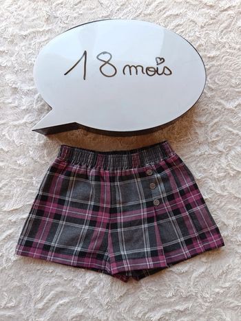 Short Fille 18 mois à carreaux Z grain de blé