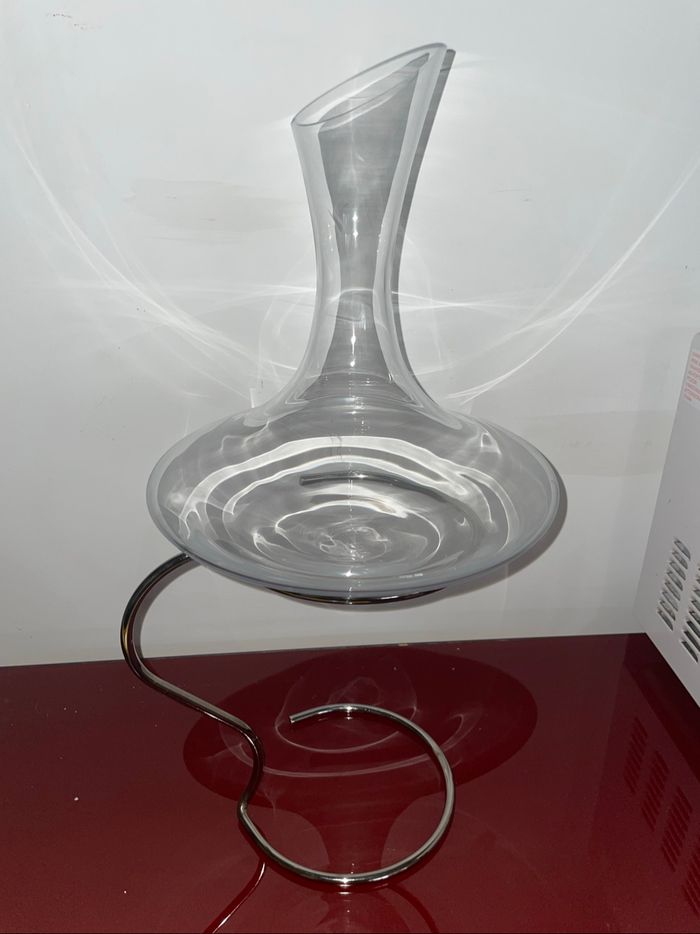 Carafe à vin 2 l en verre avec support métal - photo numéro 4