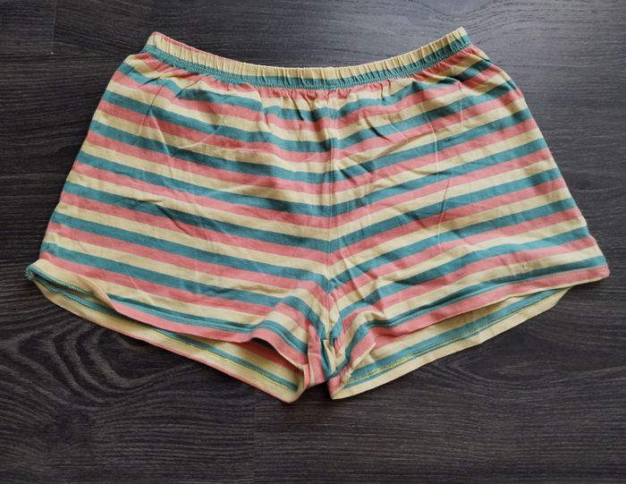 Short pyjama rayé orange et vert 14 ans XS Tex