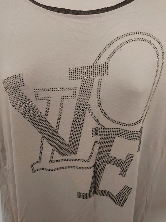 Tee-shirt blanve avec motif Love en strass taille 42 - photo numéro 2
