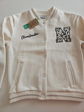 Veste Tape à l'oeil teddy fille écrue avec broderie léopard