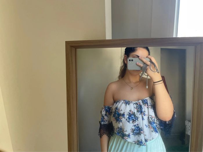 Haut bustier à fleurs bleues - photo numéro 2