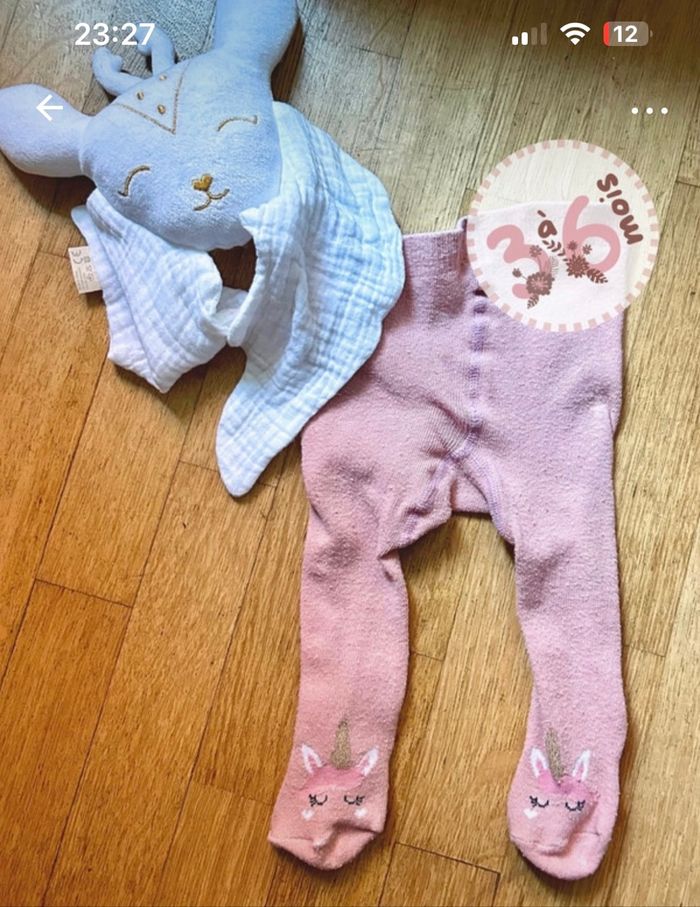 🦄 Collant Bébé Licorne avec Pieds Intégrés - 3-6 Mois - Bon État 🦄