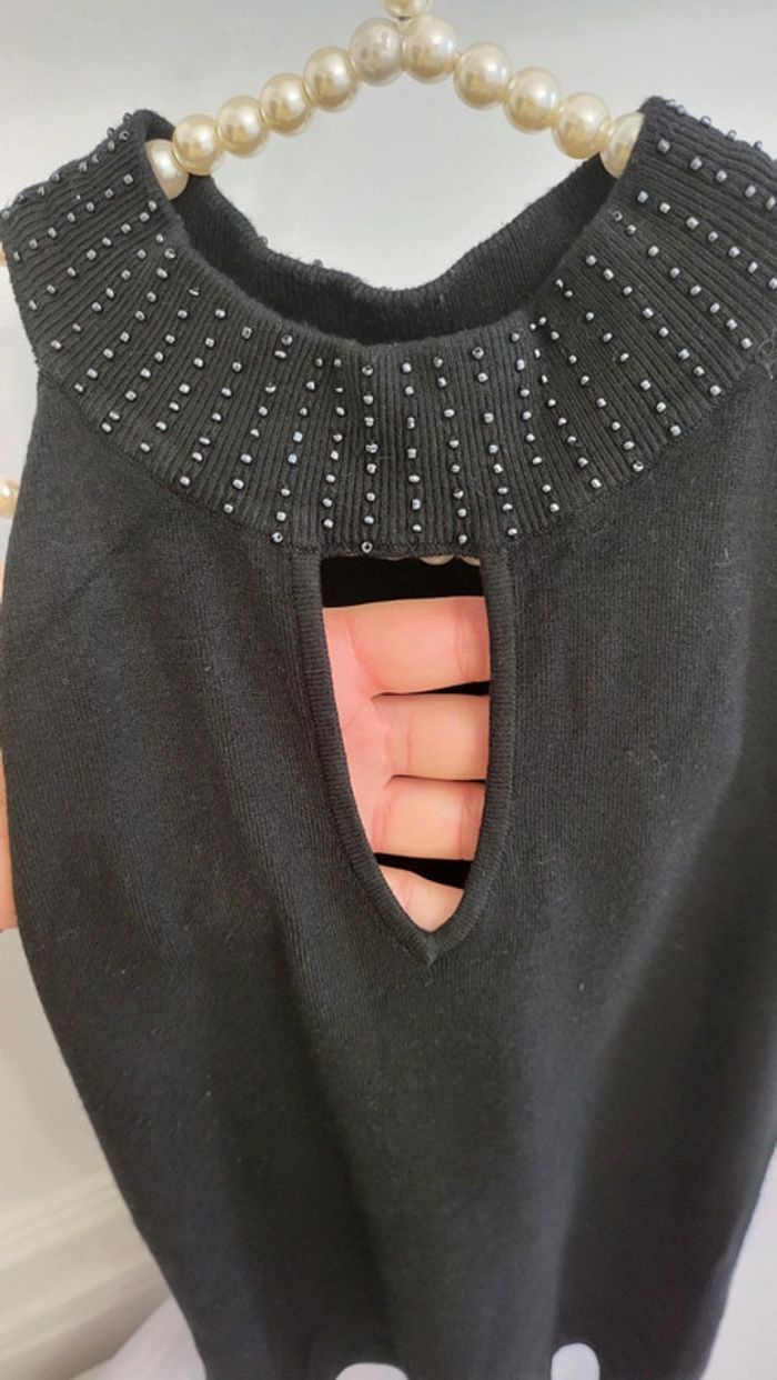 Pull sans manches col perlé taille unique - photo numéro 7