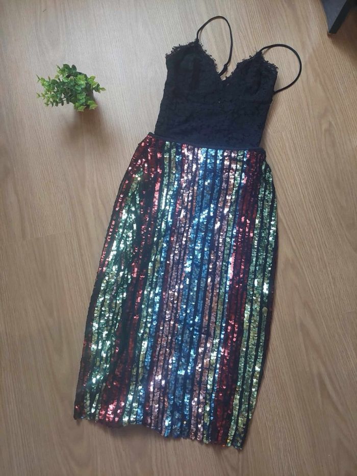 Longue jupe sequins multicolores Primark T36 TBE 🪩 - photo numéro 2