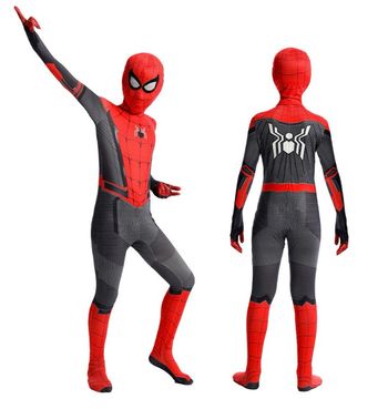 Déguisement combinaison Spiderman noir et rouge + cagoule Taille 6-7ans
