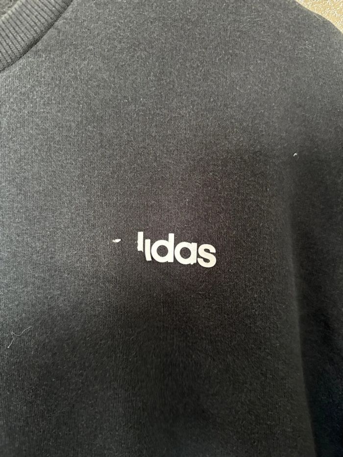 Sweat Adidas noir à bandes blanches – Taille L – Bon état - photo numéro 2