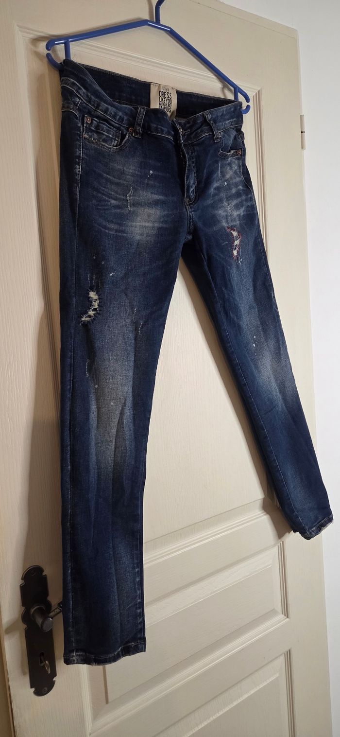 Jean Wiya Femme – Design italien 🇮🇹 – Slim effet usé & détails stylés – Taille M (38/40) - photo numéro 7
