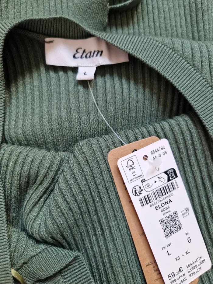 Robe Etam kaki taille L neuve - photo numéro 5