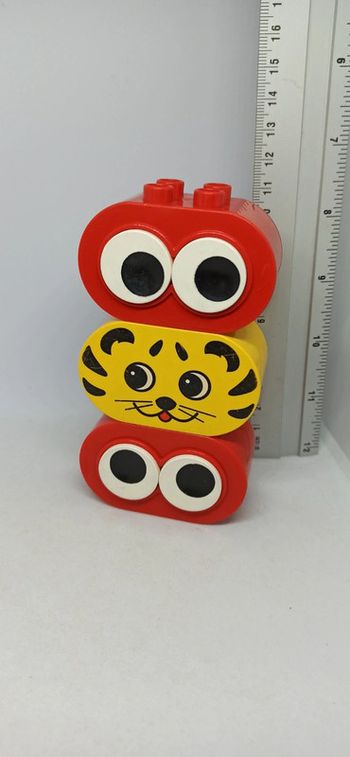3 briques avec yeux ou dessin animal lego duplo