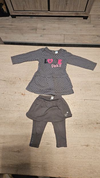 Ensemble fille tunique avec volants et legging avec jupe, Tex, 18 mois nickel