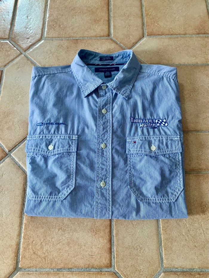 Chemise manches courtes Tommy Hilfiger workear Thibault marine racing garage