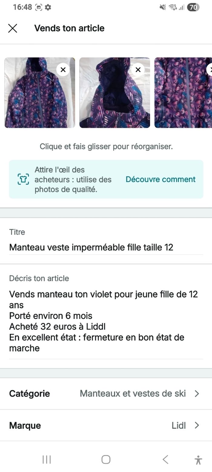 Manteau imperméable 12 ans - photo numéro 8