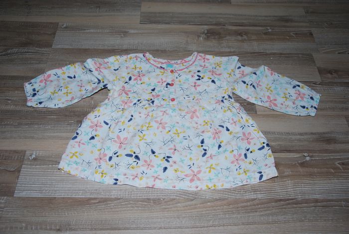 chemise tunique coton fleurs filles 2 ans tex