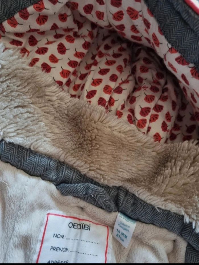 Manteau gris à capuche intérieur doux et chaud 18mois - photo numéro 7