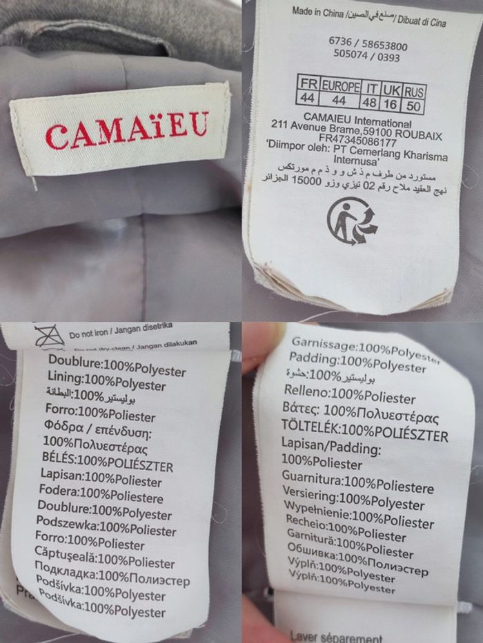 Manteau veste matelassé épais argenté col / Camaïeu - 38/M à 40/L oversize, 42/XL à 44/XXL - photo numéro 9