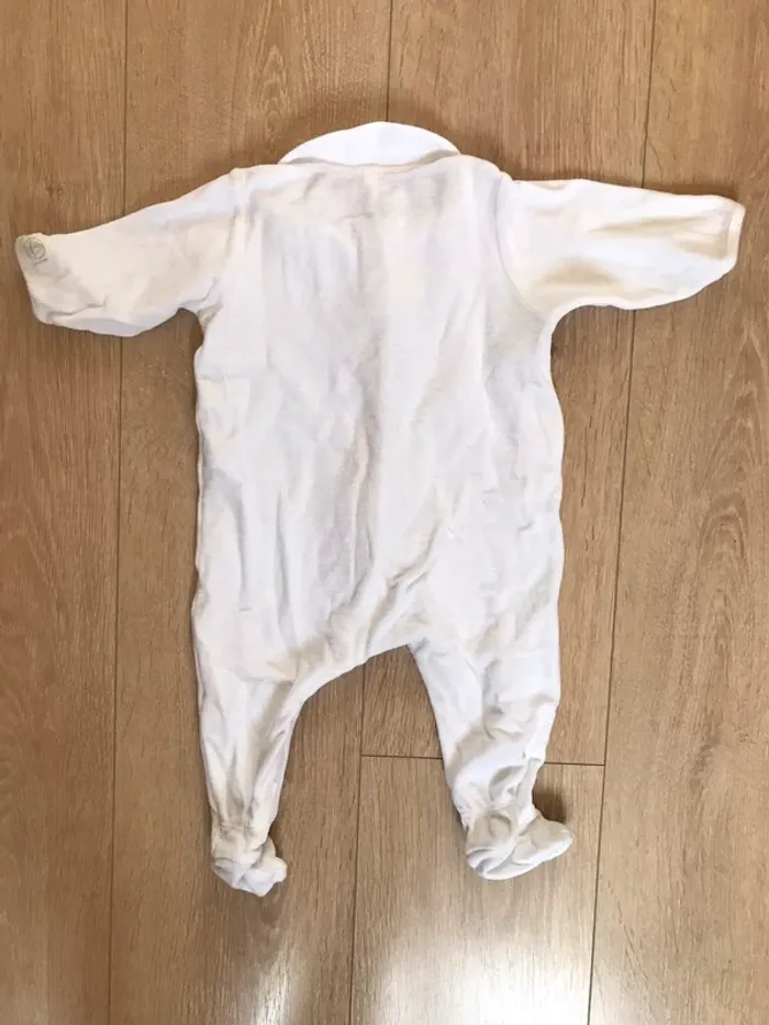 Dors bien zippé en velours de coton blanc Petit Bateau 6 mois - photo numéro 2