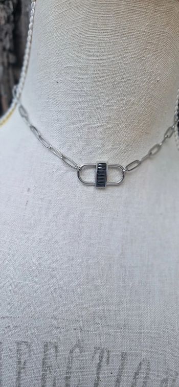 Collier mailles larges réglable acier inoxydable argent Manille