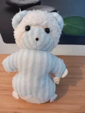 Ours Chamti vintage bleu rayé 20cm
