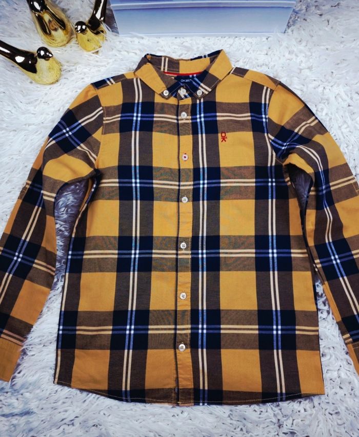 Chemise manches longues à carreaux multicolore Garçon taille 10 ans marque Okaidi 🎸 - photo numéro 2