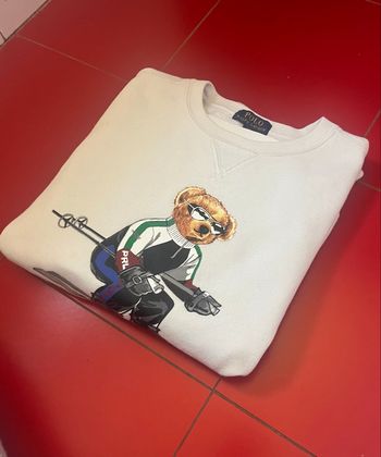 Pull Ralph Lauren xs blanc avec ours 