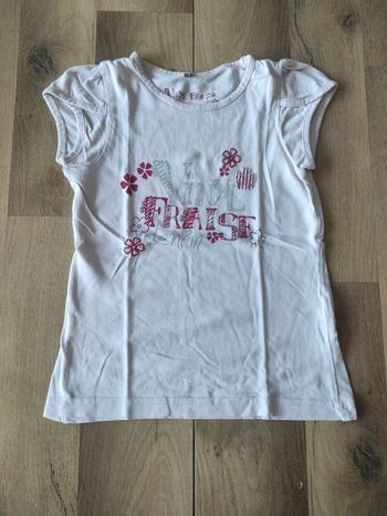 Tee-shirt MC 4 ans vinyl fraise denim