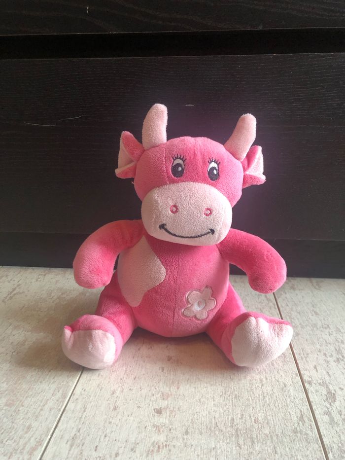 Peluche vache rose
