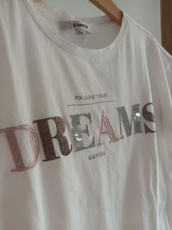 T-shirt 100 % coton blanc Dreams Garcia taille 12 / 13 ans - photo numéro 2