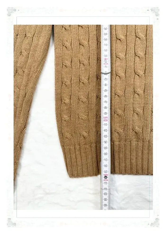 Ralph Lauren pull col V torsadé beige femme taille L coton - photo numéro 12