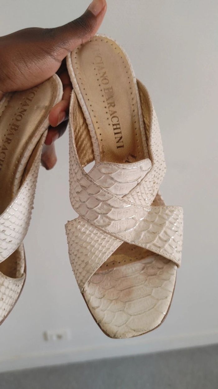 Mule à talon en cuir Luciano barachini vintage - photo numéro 8