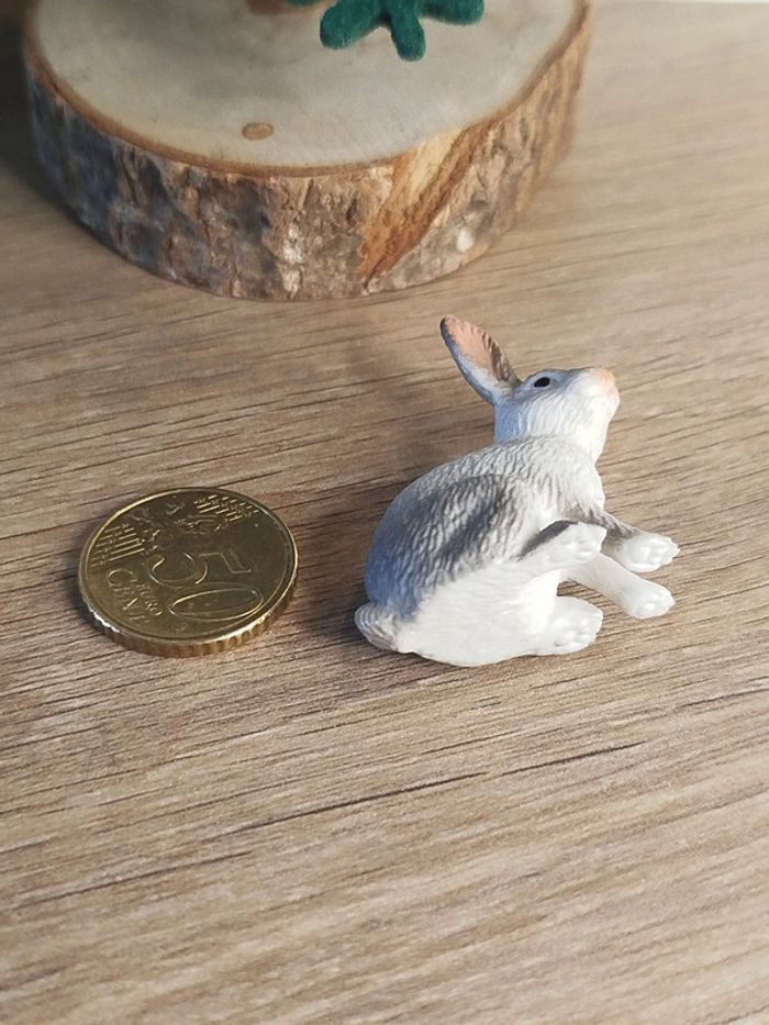 Figurine lapin gris et blanc Animal de la ferme - photo numéro 4