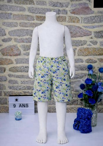 Bermuda motif tropical toucans et feuilles de palmiers blanc et multicolore Garçon taille 9 ans marque Sergent Major 🎸 