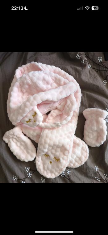 Ensemble bonnet snood gant